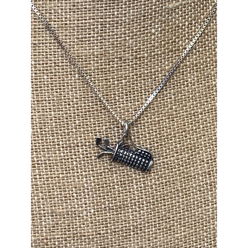 Golf Clubs And Box Chain Sterling Silver Jewelry Charm #Sports